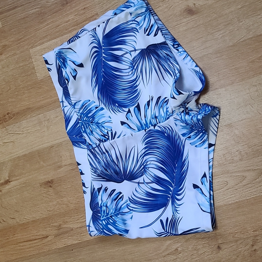 Bathing suit shorts cover up blue palm by Sea Grove sz Large - Picture 1 of 4